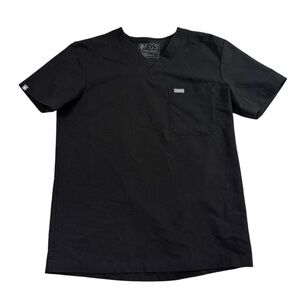 Womens Figs technical collection scrub top Sz small black short sleeve